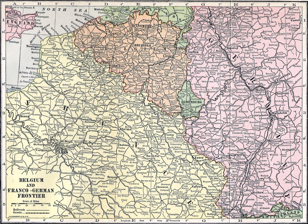 [Map of Belgium, Franco-German frontier.]